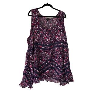 Floral tank with lace inset